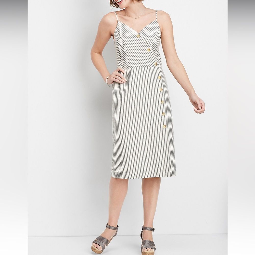 Maurices‎ Stripe Button Front Wrap Dress Size 1X